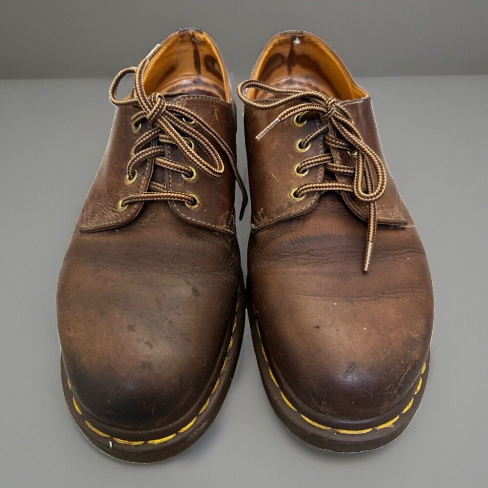Vtg Dr Martens 1561 Brown Leather Oxfords Made In England Men Size 11 US 4- Eye